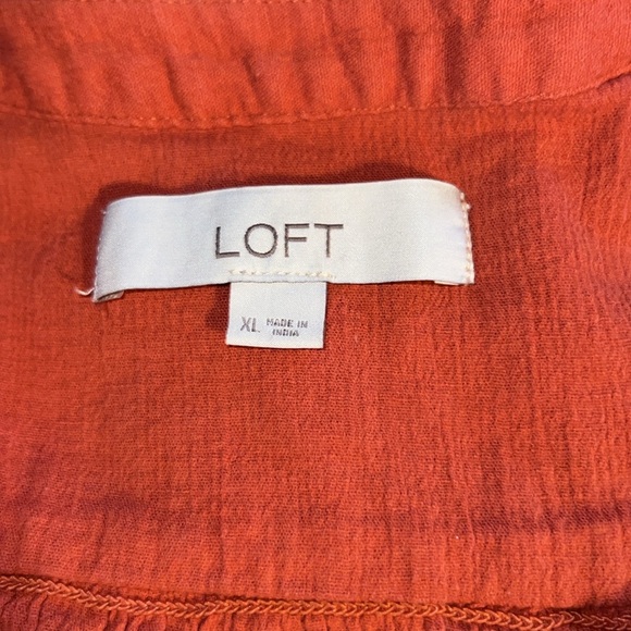 Loft rustic orange button down blouse size XL - Picture 6 of 11
